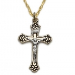 1 14K Gold Filled Budded Ends Enameled Crucifix Necklace on 18 Chain