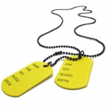 KONOV Jewelry Army Style 2pcs Dog Tag Pendant Mens Necklace Chain, Yellow