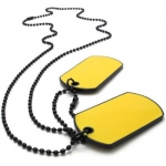 KONOV Jewelry Army Style 2pcs Dog Tag Pendant Mens Necklace Chain, Yellow