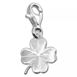 SilberDream Charm shamrock, frosted 925 Sterling Silver Charms Pendant with Lobster Clasp for Charms Bracelet, Necklace or Charms Carrier FC505