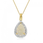 14K Yellow Gold Opal Pear Shape Pendant (1/3ct. 18 chain)
