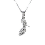 Plusminus Women's 925 Silver Crystal Zircon Shoe Pendant Necklace for Women + Gift Box