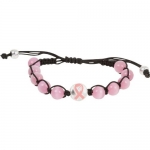 Heirloom Finds Pink Ribbon Awareness Bracelet with Cat's Eye Beads Adjustable Length