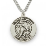 Sterling Silver 5/8 Round St. Michael, Patron of Police Officers Medal on 18 Chain
