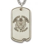 Sterling Silver 1 1/8 Engraved U.S. Air Force Dog Tag w/ St. Michael on Back on 24 Chain