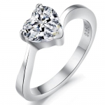 1.5 Carats Heart Solitaire Ring for Women with Heart Shape Cubic Zirconia Crystals Engagement Wedding Ring, Size 4.5