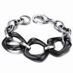 Designer Style Bold Black Ceramic Bracelet with Titanium Stainless Steel Links
