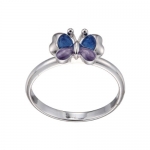 Sterling Silver Epoxy Butterfly Ring, Size 7