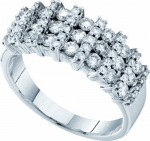 Ladies 14K White Gold 1ct Round Cut White Diamond Engagement Ring Wedding Band