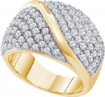 Ladies 14K Yellow Gold 2ct Round Cut White Diamond Wedding Band Ring