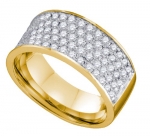 Ladies 10K Yellow Gold 1.03ct Round Cut White Diamond Wedding Band Ring