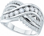 Ladies 14K White Gold 1ct Round Cut White Diamond Wedding Band Ring