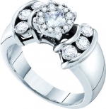 Ladies 14K White Gold 1ct Round Princess Cut Diamond Ring