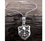 Designer Inspired Silver Stainless Steel Women or Mens Necklace. Mens Stainless Steel Blue Leather Chain Necklace - Fleur De Lis Pendant Color: Bk Size: 24 Inch Long