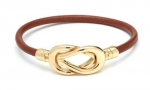 Heirloom Finds Brown Leather Cord and Gold Tone Love Knot Bracelet with Magnetic Clasp