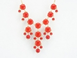 Fun Daisy Mini Bubble BIB Statement Colorful Necklace - Red