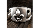 Designer Inspired Silver Stainless Steel Women or Mens Fleur De Lis Ring, Chunky & Thick, Size 10, 3/4 Inch Thick