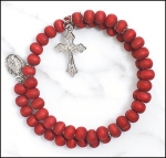 Rose Petal Wrap Style Rosary Bracelet with Dangle Crucifix & St. Mary Miraculous Medal, Beaded, 8