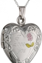 Duragold 14k White Gold I Love You Heart Locket Necklace, 18