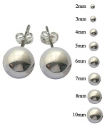 Silver stud earrings - ball sizes 5MM - hand polished to a very high jewellery standard - Arrives in a plastic bag