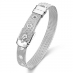 Unisex Silver Plated Mesh Watch Band Bracelet 8mm Wide for Ladies