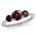 1.61ct. 3-Stone Natural Garnet 925 Sterling Silver Ring Size 5