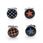 Trendy Stainless Steel 4 Stud Earrings Set Chess & Star Earrings for Men