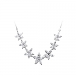 Fineplus Transparent AAA Zircon Flower Necklaces For Grils White Gold