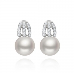 Plusminus Women's Sterling Silver White Pearl Cubic Zirconia CZ Princess Kate Middleton Inspired Wedding Drop Earrings Gift Box
