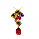 Fineplus Fashion Colorful AAA Zircon Flower Pendant Necklace Gifts For Her