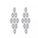 Fineplus Womens Lady Tassel Diamond Zircon Pendant Earrings
