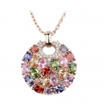 Fineplus Colorful Cubic Zirconia Geometry Gold-plated Copper Round Necklace