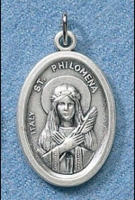 Qty 5 Men or Womens Catholic & Religious. Silver Tone St. Philomeno Philomena Medal. Our Silver Oxidized Saints Medals Come on a Convenient Jump Ring, Ready for a Stainless Steel Chain. Saint Philomena is the patron of Children, babies, orphans, test take