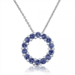 Tanzanite Circle Pendant set in Sterling Silver 18 Necklace (1.50ct tw)