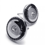 KONOV Jewelry Stainless Steel Mens Stud Earrings Set, 2pcs, Color Silver Black