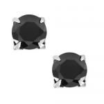 Round Cut 3mm Magnetic Black Cubic Zirconia CZ Sterling Silver Men Stud Earrings No Piercing