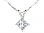 Princess Cut Diamond Solitaire Pendant Necklace 1/20 Carat (ctw) in 10K White Gold with Chain
