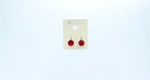 Ruby Red & Clear Crystal Earrings, Silver Tone, Dangle, Circle Stone