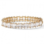PalmBeach Jewelry 30765 36.50 TCW Emerald-Cut Cubic Zirconia 14k Yellow Gold-Plated Tennis Bracelet 7 1/2