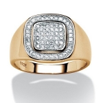 PalmBeach Jewelry 5363211 Mens .34 TCW Cubic Zirconia Ring in 18k Gold over Sterling Silver - Size 11
