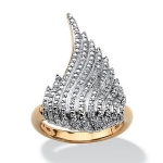 PalmBeach Jewelry 537826 Diamond Accented Wing Cocktail Ring in 18k Gold over Sterling Silver - Size 6