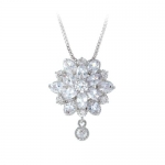 Fineplus Womens New Luxury Flower Zircon Necklaces 18K White Gold