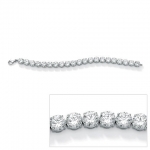 PalmBeach Jewelry 50846 42.00 TCW Round Cubic Zirconia Platinum Plated Tennis Bracelet 7 1/4