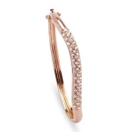 PalmBeach Jewelry 52932 1.08 TCW Cubic Zirconia Hinged Bangle Bracelet Rose Gold-Plated
