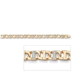 PalmBeach Jewelry 53114 Mens 1.19 TCW Cubic Zirconia Mariner-Link Bracelet 14k Gold-Plated