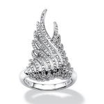 PalmBeach Jewelry 538558 Diamond Accent Wing Cocktail Ring in Platinum over Sterling Silver - Size 8