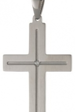 Men's Stainless Steel Cross Pendant Necklace (.03 cttw), 24