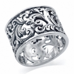 925 Sterling Silver SCROLL/FILIGREE Band Ring Size 5.5
