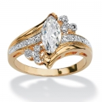 PalmBeach Jewelry 1.03 TCW Marquise-Cut CZ 14k Yellow Gold-Plated Engagement Anniversary Ring