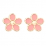 14k Gold Pink Enamel Flower Childrens Earrings